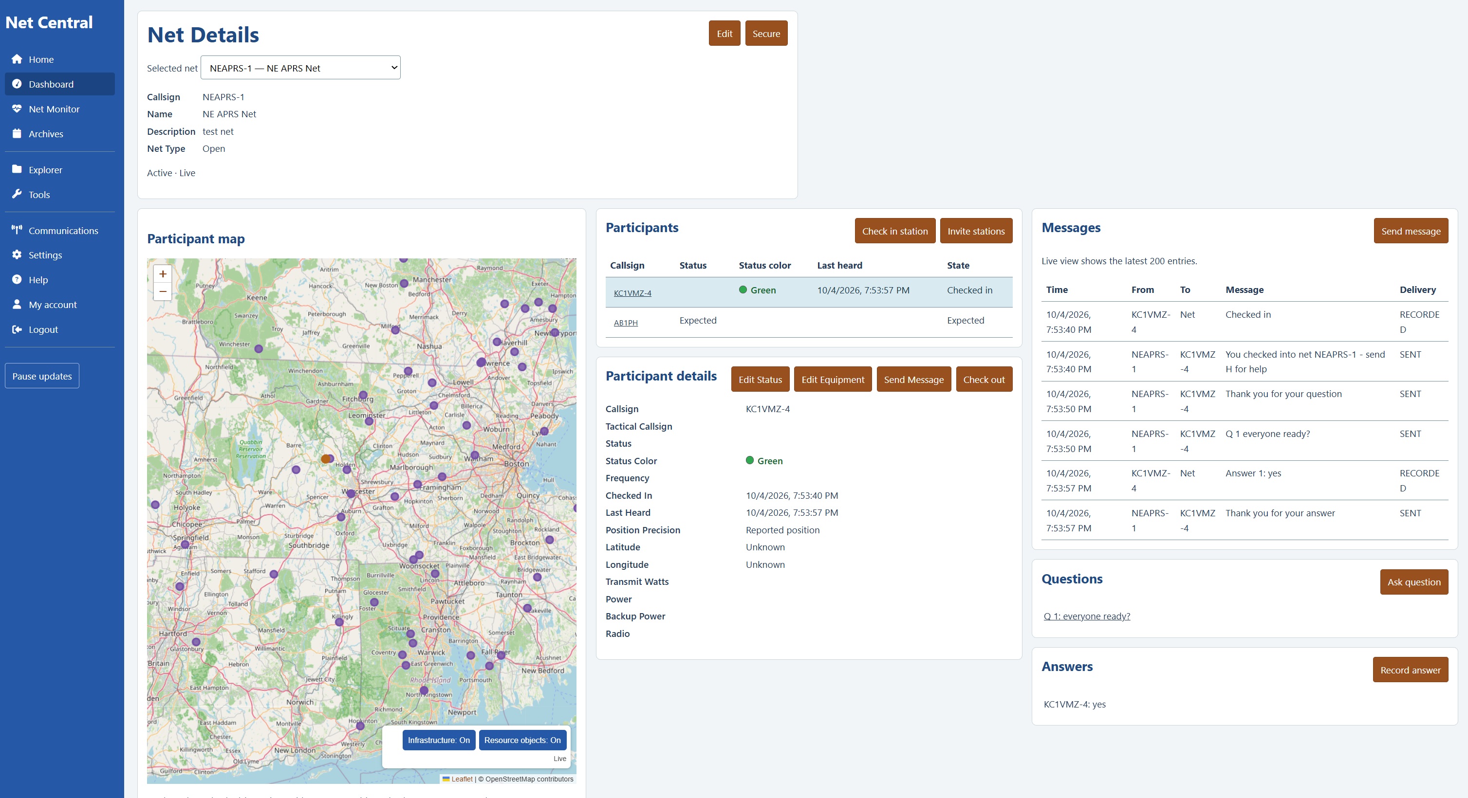 Net Central application screenshot